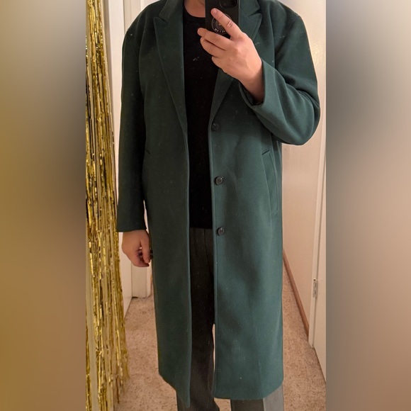 Mens 46R bottle green wooly peak collar overcoat - Picture 3 of 5